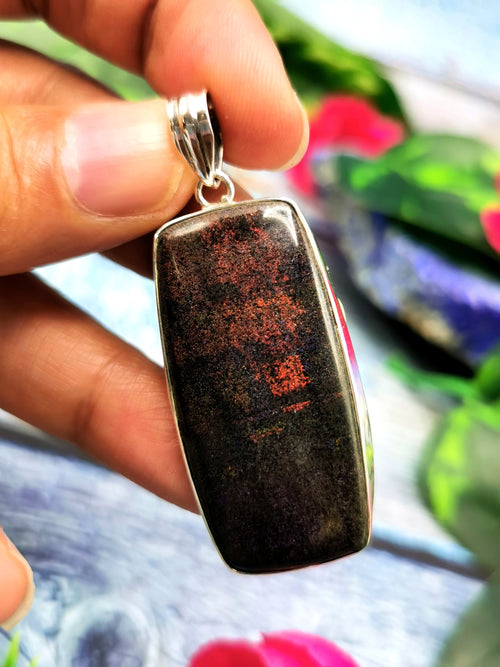 Beautiful Black Matrix Opal Pendant in 925 Sterling Silver - crystal/gemstone jewelry | Mother's Day/birthday/engagement/anniversary gift