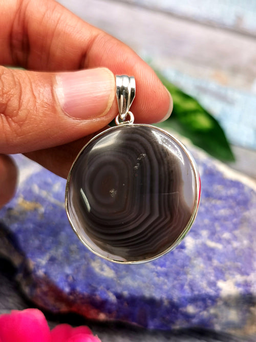 Botswana Agate Pendant in 925 Sterling Silver -crystal/gemstone jewelry| Mother's Day/birthday/engagement/wedding/anniversary gift