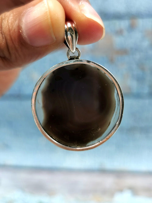 Botswana Agate Pendant in 925 Sterling Silver -crystal/gemstone jewelry| Mother's Day/birthday/engagement/wedding/anniversary gift