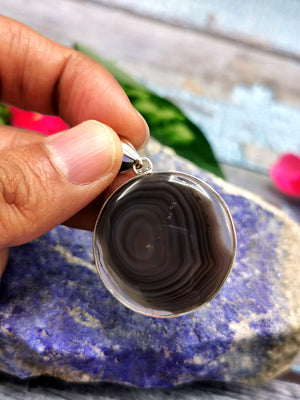 Botswana Agate Pendant in 925 Sterling Silver -crystal/gemstone jewelry| Mother's Day/birthday/engagement/wedding/anniversary gift