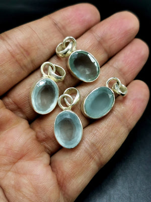 Aquamarine Pendant in 925 Sterling Silver -crystal/gemstone jewelry | Mother's Day/birthday/engagement/wedding/anniversary gift | ONE PIECE ONLY