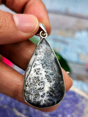 Dendritic Agate Pendant in 925 Sterling Silver-crystal/gemstone jewelry |Mother's Day/birthday/engagement/wedding/anniversary gift