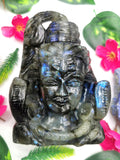 Labradorite Carving of Lord Shiva Handmade 5 inches and 1.04 kgs