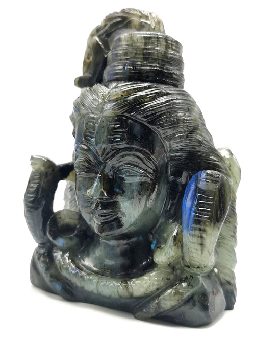 Labradorite Carving of Lord Shiva Handmade 5 inches and 1.04 kgs