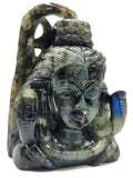 Labradorite Carving of Lord Shiva Handmade 5 inches and 1.04 kgs