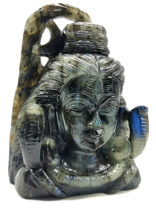 Labradorite Carving of Lord Shiva Handmade 5 inches and 1.04 kgs