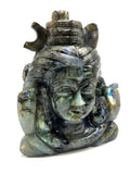 Gemstone Labradorite Shiva carving  - Lord Shivshankar in crystals and gemstones | Reiki/Chakra/Healing/Energy - 6 inches and 1.85 kgs