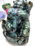 Handmade Shiva Carving in Labradorite Gemstone - Lord Shivshankar in crystals and gemstones | Reiki/Chakra/Healing/Energy - 6 inches and 1.55 kgs