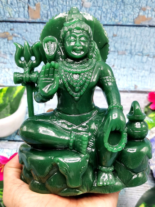 Lord Shiva Handmade carving in Green Aventurine - crystals and gemstones |Reiki/Chakra/Healing/Energy - 6 inch and 1.25 kgs