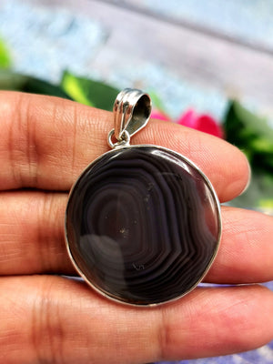 Botswana Agate Pendant in 925 Sterling Silver -crystal/gemstone jewelry| Mother's Day/birthday/engagement/wedding/anniversary gift