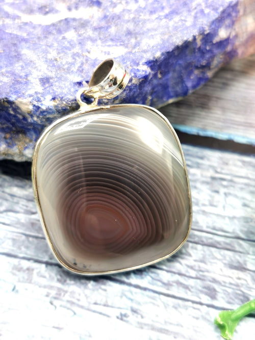 Amazing Botswana Agate Pendant in 925 Sterling Silver -crystal/gemstone jewelry| Mother's Day/birthday/engagement/wedding/anniversary gift