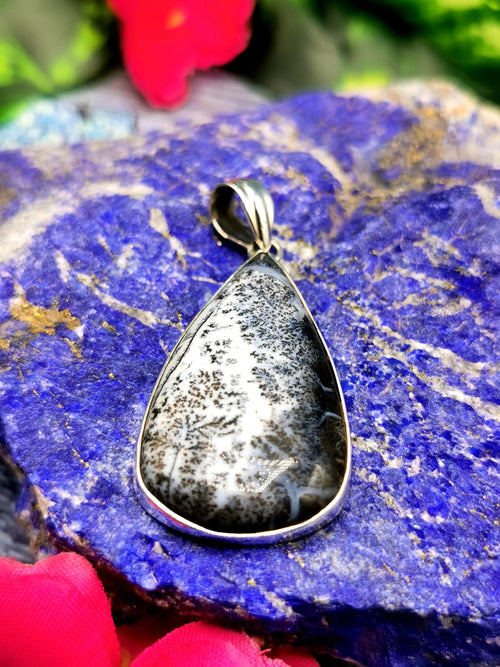 Dendritic Agate Pendant in 925 Sterling Silver-crystal/gemstone jewelry |Mother's Day/birthday/engagement/wedding/anniversary gift
