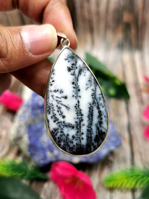 Pendant made in Dendritic Agate 925 Sterling Silver-crystal/gemstone jewelry |Mother's Day/birthday/engagement/wedding/anniversary gift