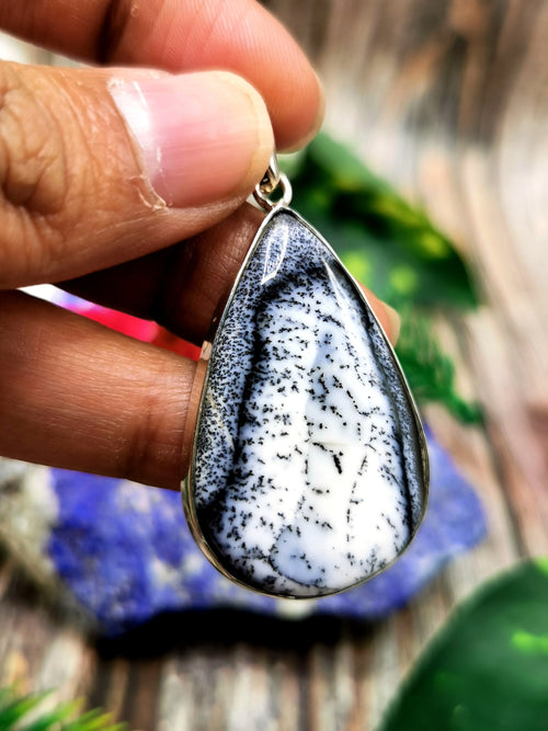 Natural Dendritic Agate Pendant in 925 Sterling Silver-crystal/gemstone jewelry |Mother's Day/birthday/engagement/wedding/anniversary gift