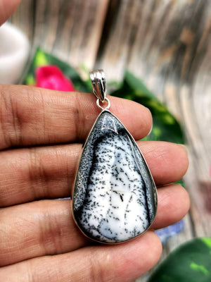 Natural Dendritic Agate Pendant in 925 Sterling Silver-crystal/gemstone jewelry |Mother's Day/birthday/engagement/wedding/anniversary gift