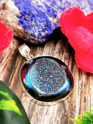 Druzy Pendant in German Silver - crystal/gemstone jewelry| Mother's Day/birthday/engagement/wedding/anniversary gift