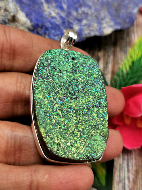 Beautiful Druzy Pendant in German Silver - crystal/gemstone jewelry| Mother's Day/birthday/engagement/wedding/anniversary gift