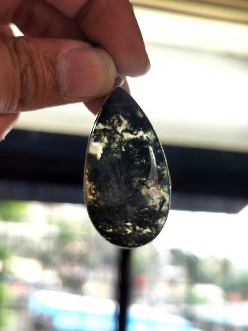 Exquisite Moss Agate Pendant in German Silver - crystal/gemstone jewelry| Mother's Day/birthday/engagement/wedding/anniversary gift