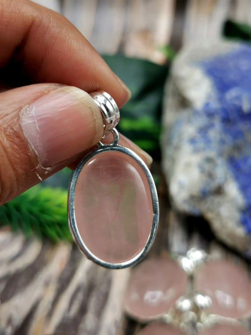 Rose Quartz Pendant in German Silver - crystal/gemstone jewelry| Mother's Day/birthday/engagement/wedding/anniversary gift | ONE PIECE ONLY