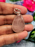 Natural Rose Quartz Pendant in German Silver with 2 micron silver coating - crystal/gemstone jewelry| Mother's Day/birthday/engagement/wedding/anniversary gift