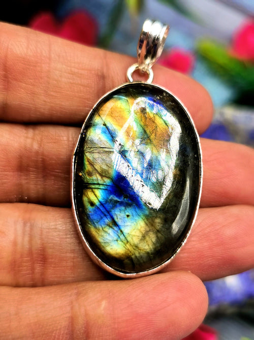 Beautiful Labradorite Pendant in German Silver with 2 micron coating - crystal/gemstone jewelry| Mother's Day/birthday/engagement/wedding/anniversary gift