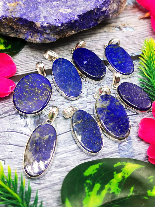 German Silver Lapis Lazuli Pendant with 2 micron silver polish - crystal/gemstone jewelry| Mother's Day/birthday/engagement/wedding/anniversary gift