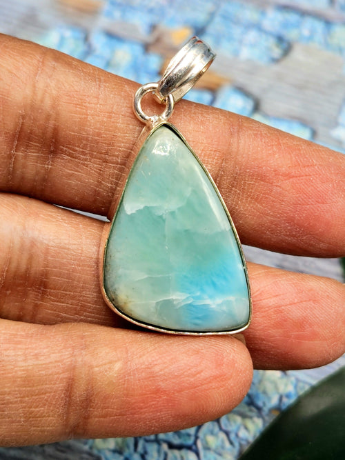 Beautiful Larimar stone Pendant in German Silver - crystal/gemstone jewelry| Mother's Day/birthday/engagement/wedding/anniversary gift