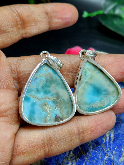 Amazing Larimar Pendant in German Silver - crystal/gemstone jewelry| Mother's Day/birthday/engagement/wedding/anniversary gift