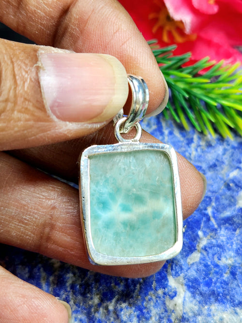 Pendant in beautiful Larimar made in German Silver - crystal/gemstone jewelry| Mother's Day/birthday/engagement/wedding/anniversary gift