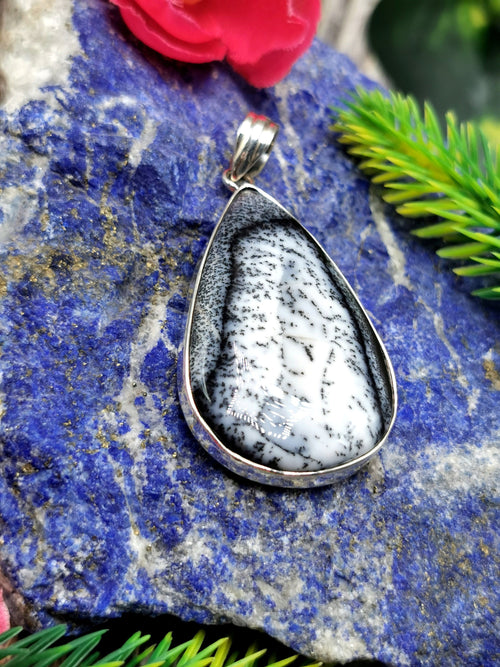 Natural Dendritic Agate Pendant in 925 Sterling Silver-crystal/gemstone jewelry |Mother's Day/birthday/engagement/wedding/anniversary gift