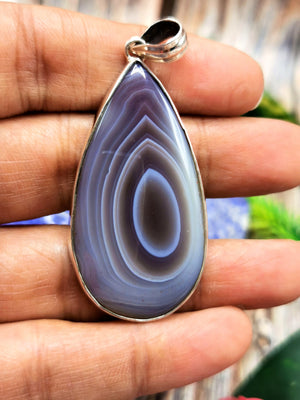 Natural Botswana Agate Pendant in 925 Sterling Silver -crystal/gemstone jewelry| Mother's Day/birthday/engagement/wedding/anniversary gift