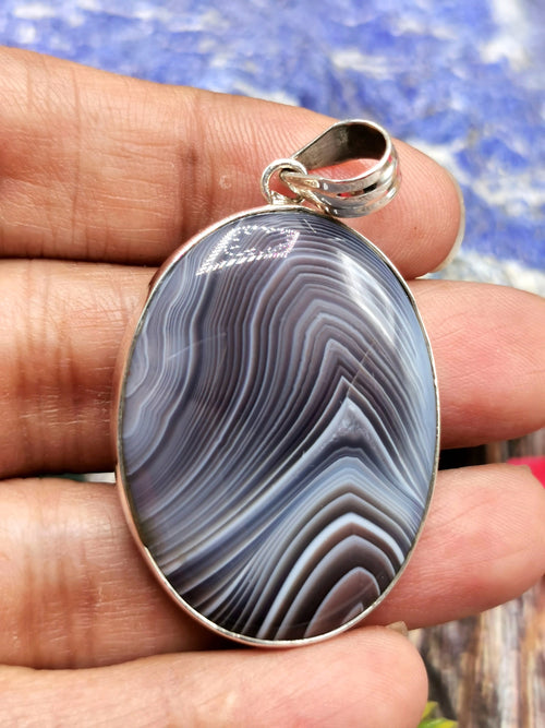 Beautiful Botswana Agate Pendant in 925 Sterling Silver -crystal/gemstone jewelry| Mother's Day/birthday/engagement/wedding/anniversary gift