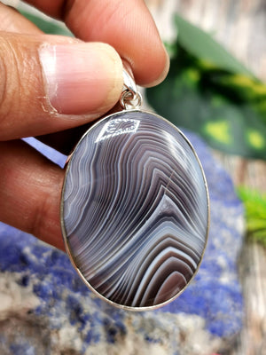 Beautiful Botswana Agate Pendant in 925 Sterling Silver -crystal/gemstone jewelry| Mother's Day/birthday/engagement/wedding/anniversary gift