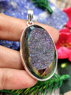 Druzy Pendant in German Silver with 2 micron silver coating  - crystal/gemstone jewelry| Mother's Day/birthday/engagement/wedding/anniversary gift