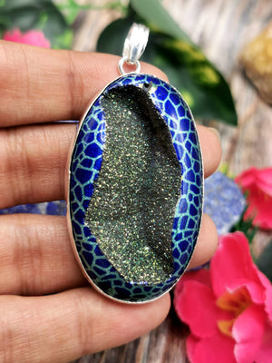 Exquisite Druzy gemstone Pendant in German Silver - crystal/gemstone jewelry| Mother's Day/birthday/engagement/wedding/anniversary gift