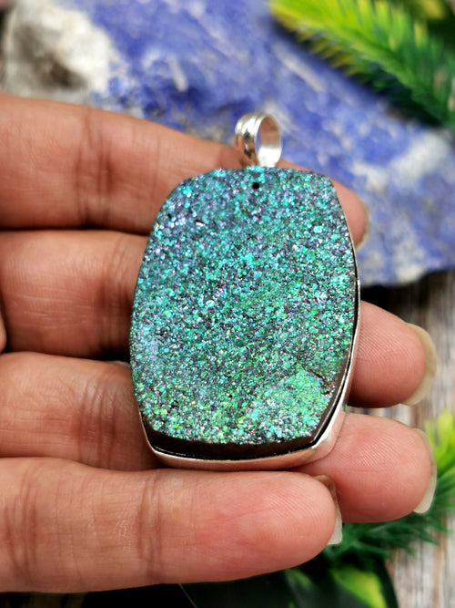 Beautiful Druzy Pendant in German Silver - crystal/gemstone jewelry| Mother's Day/birthday/engagement/wedding/anniversary gift