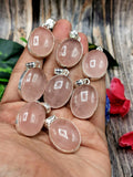 Rose Quartz Pendant in German Silver - crystal/gemstone jewelry| Mother's Day/birthday/engagement/wedding/anniversary gift | ONE PIECE ONLY