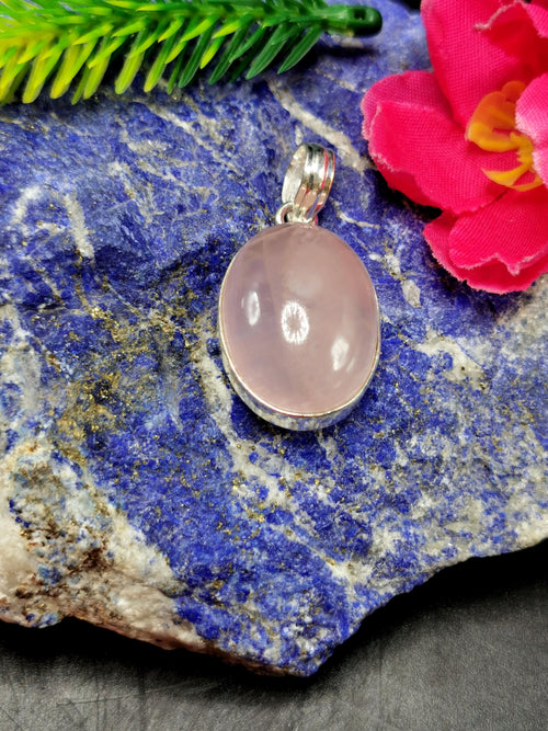 Rose Quartz Pendant in German Silver - crystal/gemstone jewelry| Mother's Day/birthday/engagement/wedding/anniversary gift | ONE PIECE ONLY