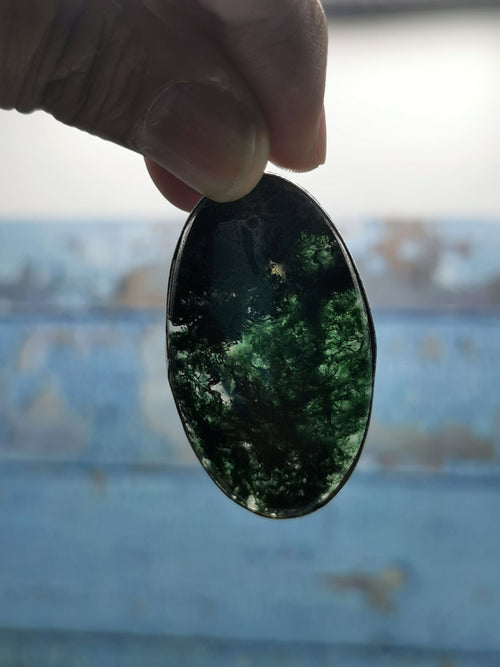 Moss Agate Pendant in German Silver - crystal/gemstone jewelry| Mother's Day/birthday/engagement/wedding/anniversary gift