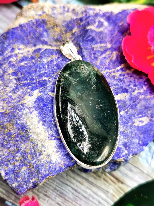 Moss Agate Pendant in German Silver - crystal/gemstone jewelry| Mother's Day/birthday/engagement/wedding/anniversary gift