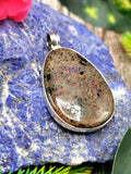 Flashy Black Matrix Opal Pendant in 925 Sterling Silver - crystal/gemstone jewelry |Mother's Day/birthday/engagement/anniversary gift
