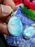 Larimar Pendant in German Silver - crystal/gemstone jewelry| Mother's Day/birthday/engagement/wedding/anniversary gift