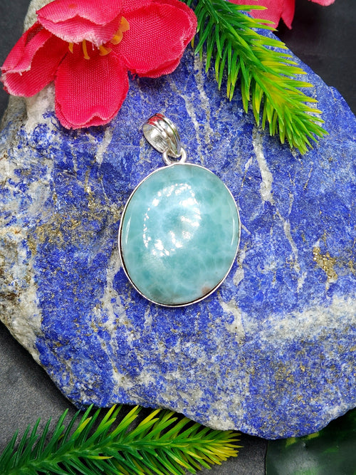 Exqusite Larimar Pendant made in German Silver - crystal/gemstone jewelry| Mother's Day/birthday/engagement/wedding/anniversary gift