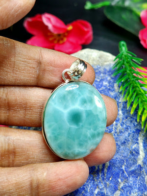 Exqusite Larimar Pendant made in German Silver - crystal/gemstone jewelry| Mother's Day/birthday/engagement/wedding/anniversary gift