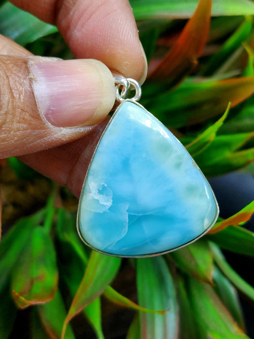 Amazing Larimar Pendant in German Silver - crystal/gemstone jewelry| Mother's Day/birthday/engagement/wedding/anniversary gift