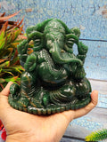 Carving of Ganesha in Green Aventurine Crystals/Gemstone - Reiki/Chakra/Healing/Energy - 5 in and 1.19 kg (2.62 lb)