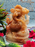 Carving of Ganesha in Orange Aventurine - Crystals/Gemstone - Reiki/Chakra/Healing/Energy - 6 in and 1.41 kg (3.10 lb)