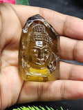 Natural Citrine Crystal Buddha Head - handmade carving of serene and meditating Lord Buddha - crystal/reiki/chakra - 2 inches and 249 carats