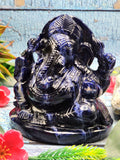 Sodalite Crystal Handmade Carving of Ganesh - Lord Ganesha Idol/Murti in Crystals and Gemstones -Reiki/Chakra/Healing - 5 inches and 0.97 kg