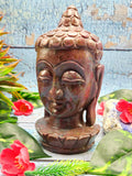 Ruby Kyanite gemstone Buddha face/head - handmade carving of serene and meditating Lord Buddha - crystal/reiki/healing - 7 inch and 1.64 kg (3.61 lb)